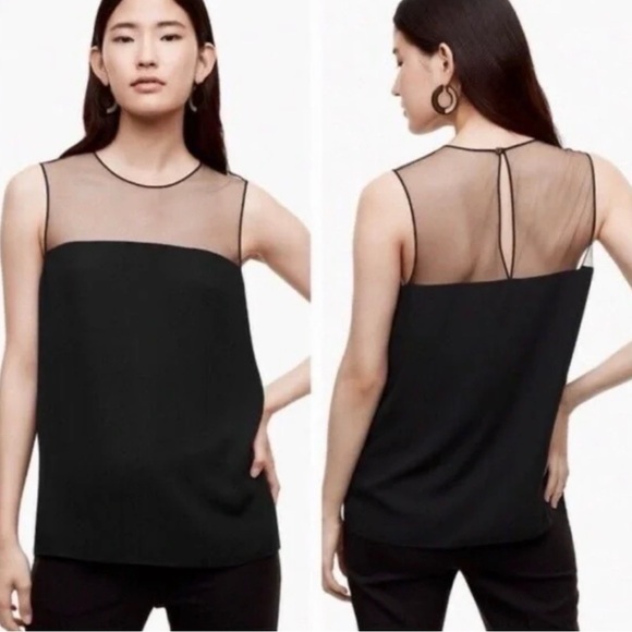 Aritzia Babaton Lionel Sleeveless Black Mesh Blouse - Picture 3 of 12
